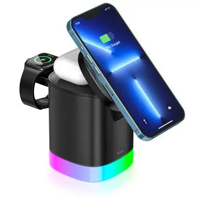 3 In 1 Magnetic Wireless Fast Charger For Smart Phone RGB Ambient Light Charging Station For Airpods IWatch eprolo