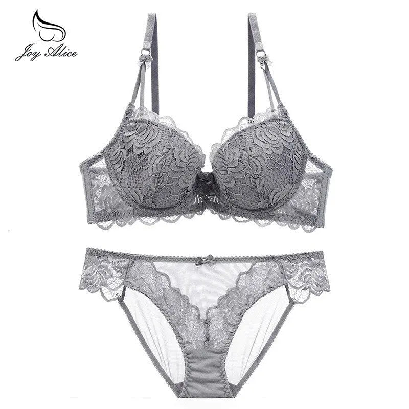 Womens Lace Bra Brief Sets Seamless Push up Bras White Black Sexy Lingerie Gathering france bras Plus size Cup eprolo