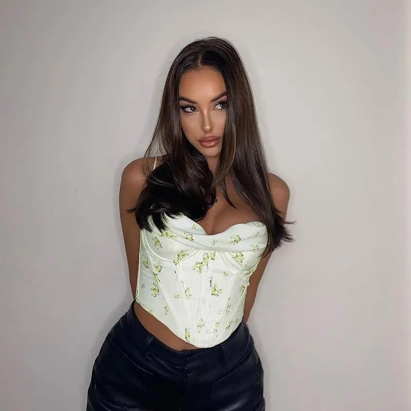 Strap top fishbone with floral bra for women eprolo
