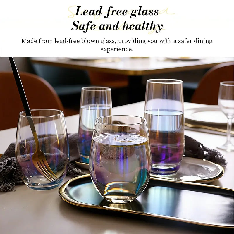 Dry Rainbow Tumbler, Detmold Style Drinkware Glass, Handmade CRT Straight-Edge Portable Crystal Cup eprolo