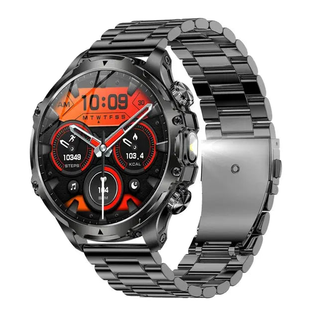 AK75 Smart Watch Flashlight  Men Outdoors Sports Fitness Tracker 700mah Large Battery BT Calling LED Light Smartwatch eprolo