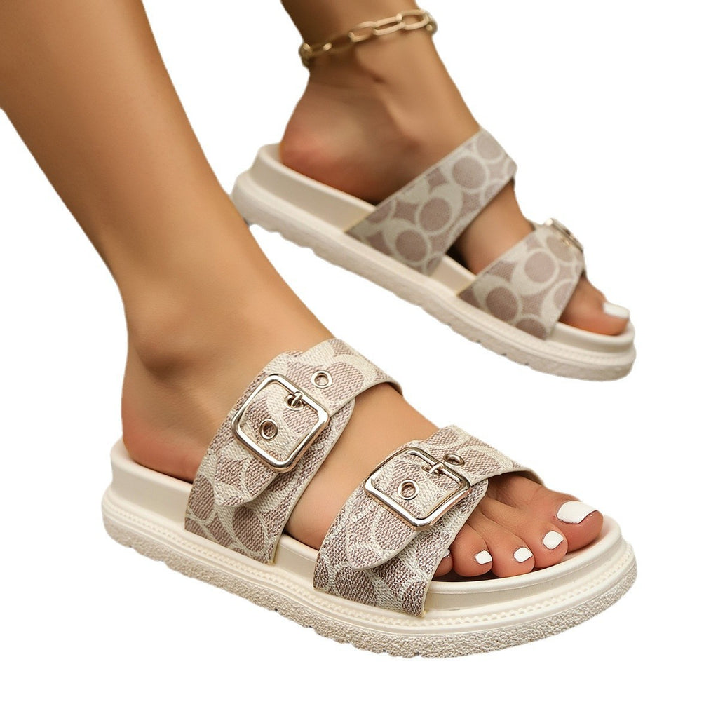 One string double buckle thick soled slippers eprolo