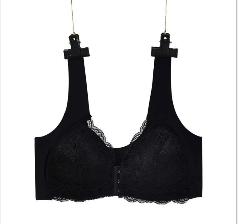 Front Buckle Lace Without Steel Ring Plus Size Bra Women Seamless Underwear Bra U-Shaped Back Nursing Bra eprolo