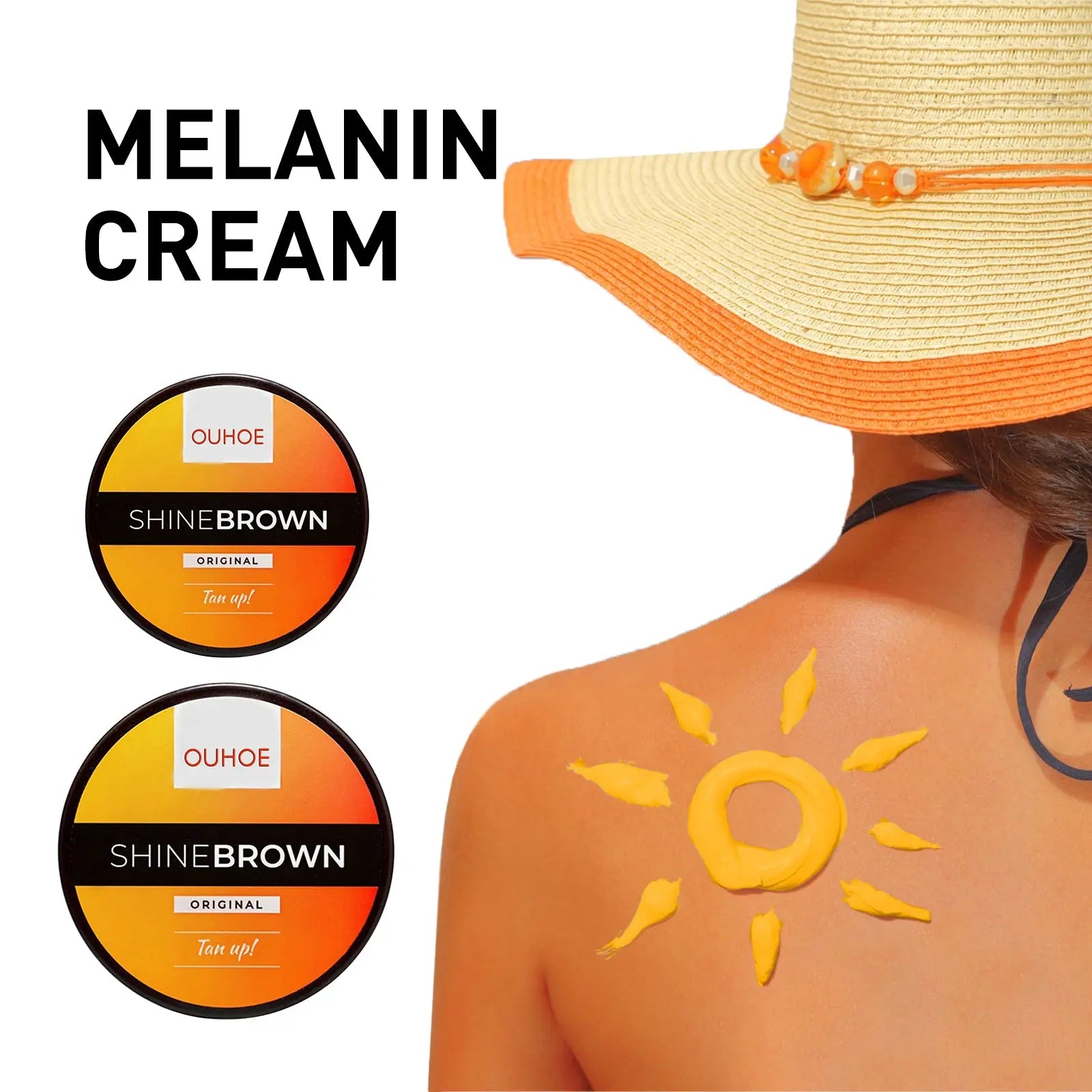 OUHOE Black Cream Aloe Vera Gel, Sunburn Repair Gel Summer Beach Tanning Lotion eprolo