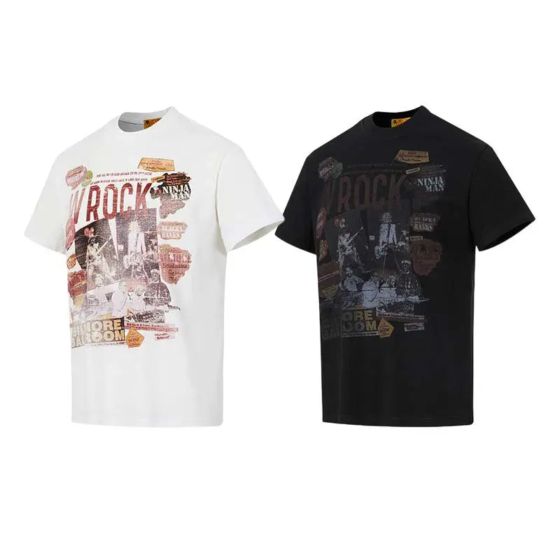 Rock singer letter printed short sleeved shirt eprolo