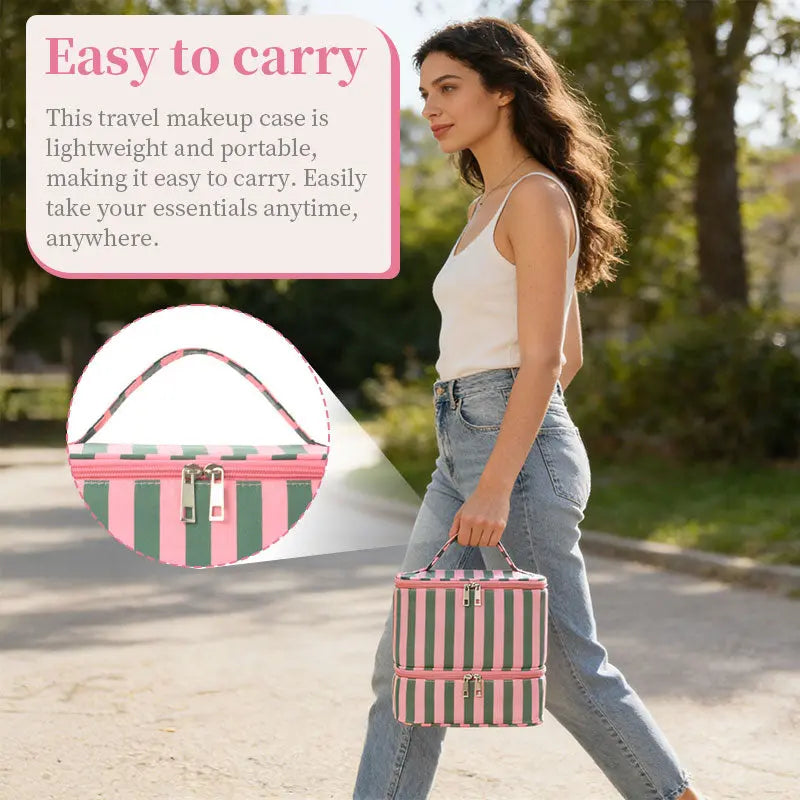 Double Layer Nail Polish & Essential Oils Storage Bag, Portable 30-Compartment Nail Care Kit, Manicure Tools Organizer Case eprolo