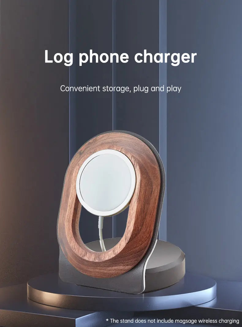 Wooden Desk Shelf Accessories Walnut Wireless Magnetic Charger Wireless Charging Stand For Magsafe eprolo