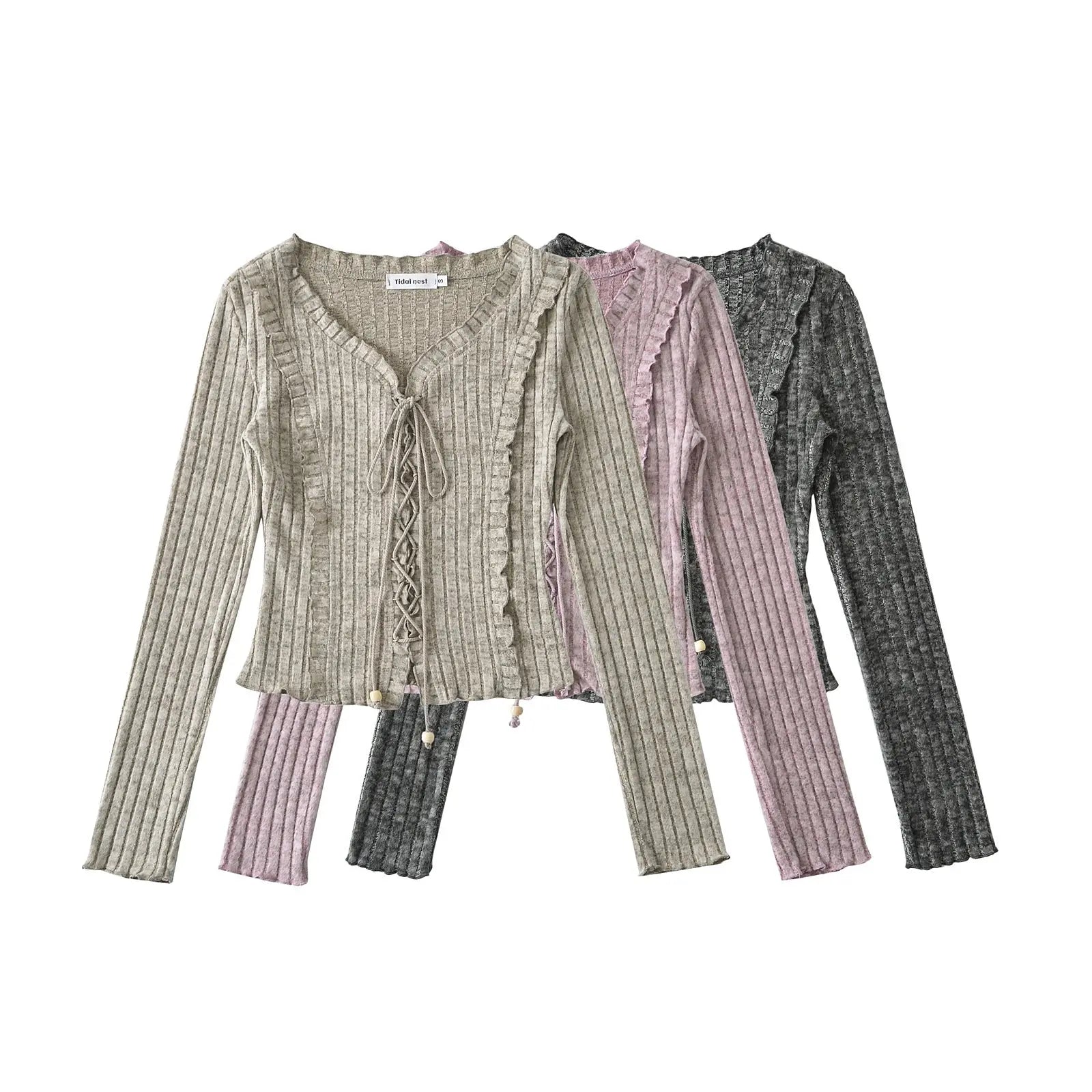 Tie up slim fit long sleeved top eprolo