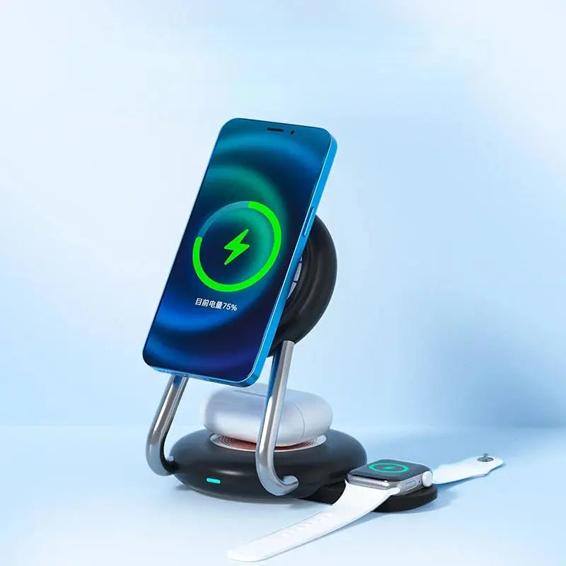3 IN 1 Desk Magnet Stand 15W Fast Wireless Charger For Apple Watch iPhone 14 13 12 11 Pro Max 13 12 Mini Samsung S23 S22 Qi Base eprolo