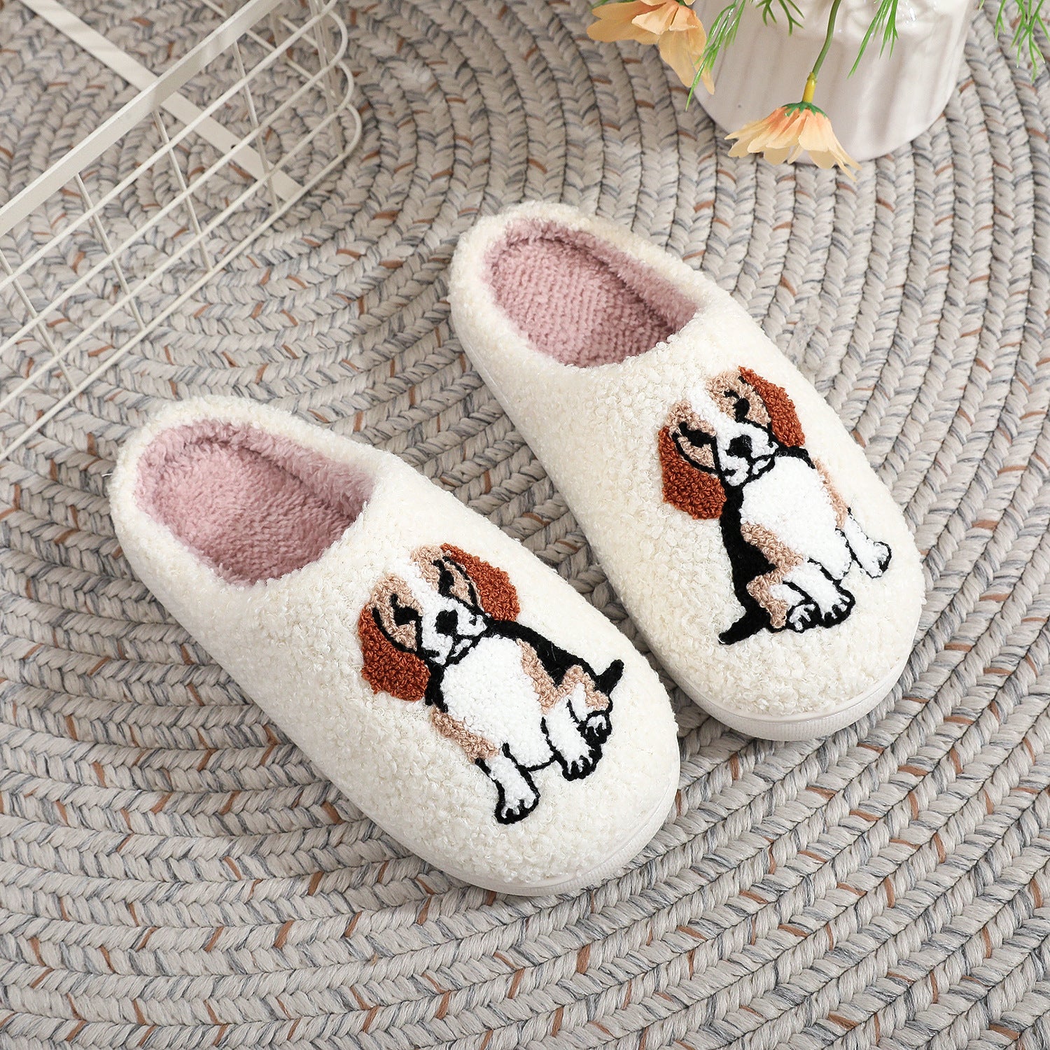 Beagle cotton home indoor anti slip cute cartoon dog slippers for women eprolo