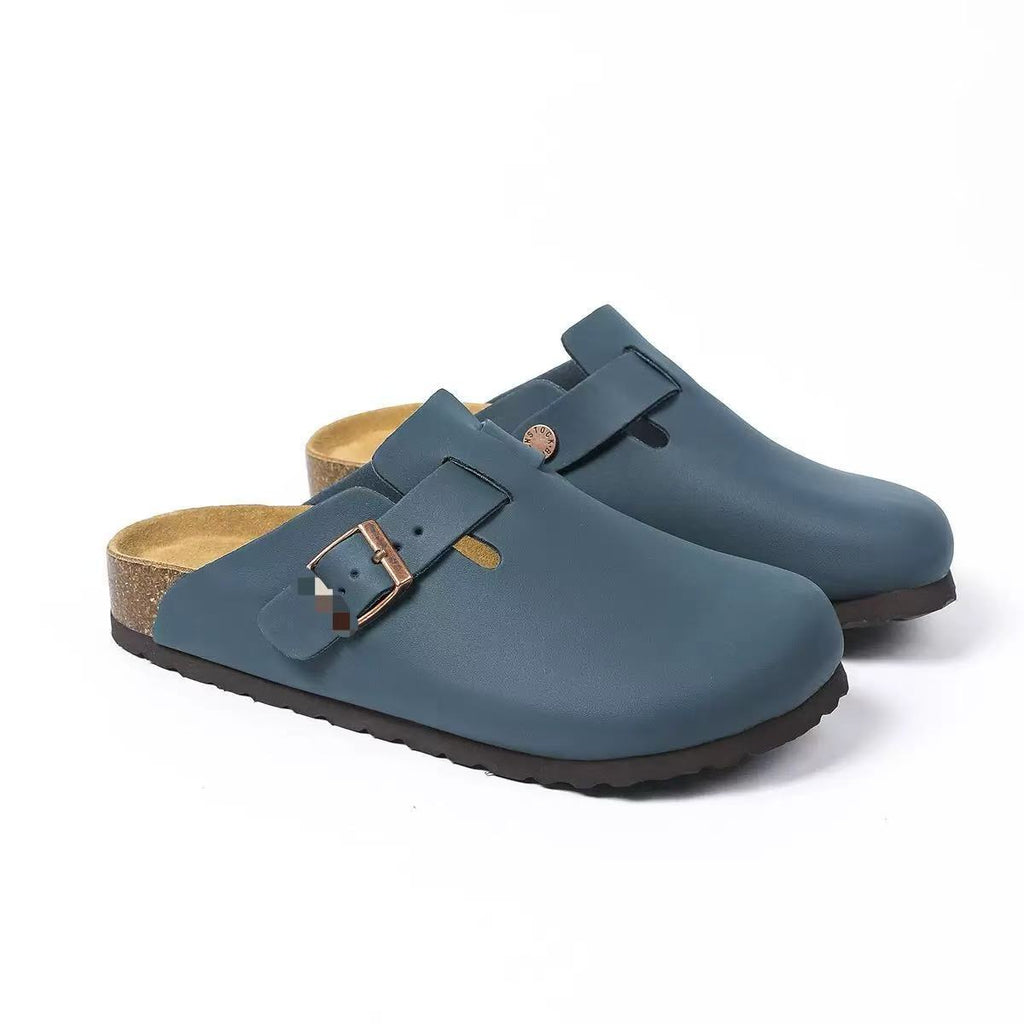 Genuine Leather Round Toe Hidden Heel Closed-Toe Sandals for Women Autumn and Winter Outdoor Wear BK Shoes eprolo