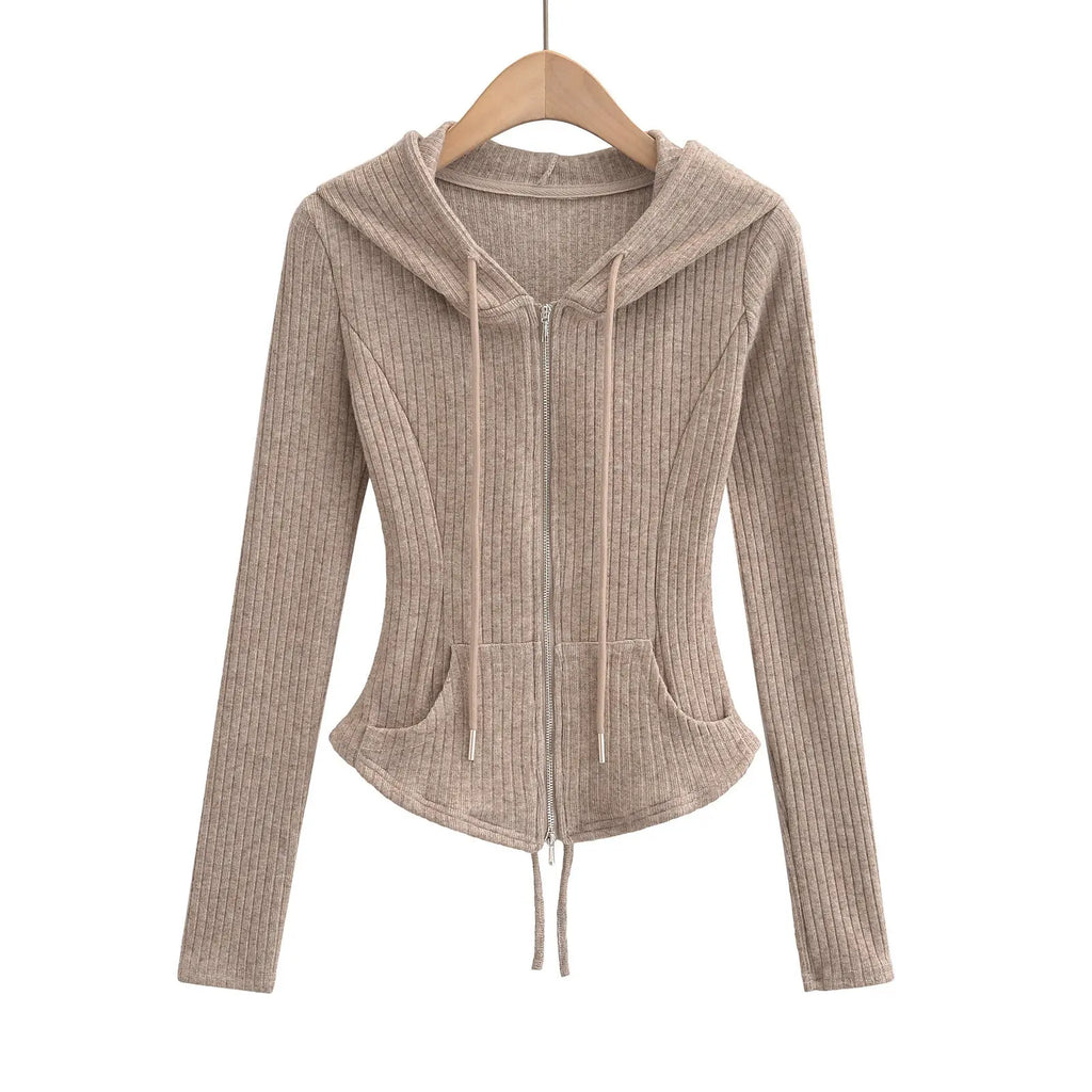 Waist slimming hooded cardigan top eprolo
