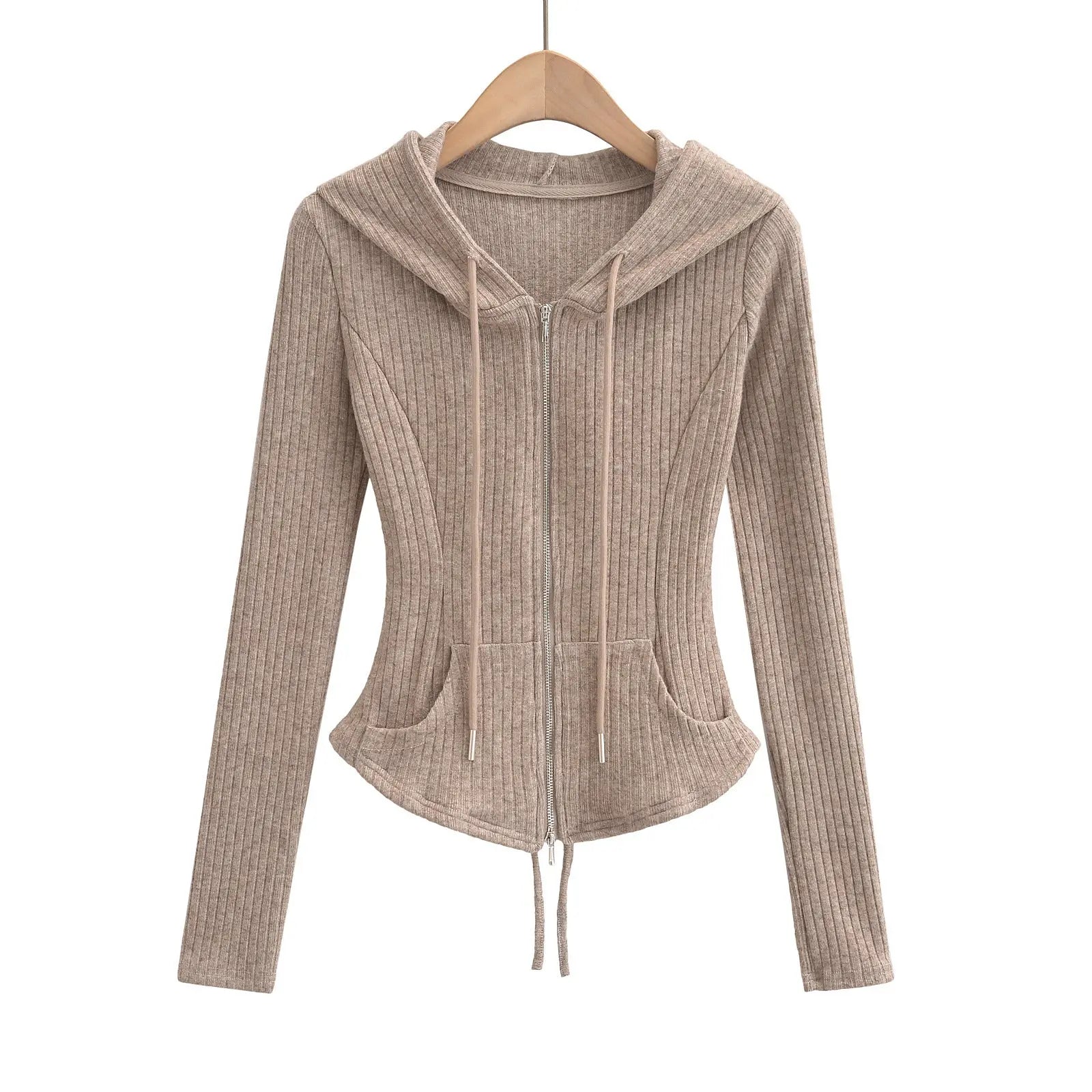 Waist slimming hooded cardigan top eprolo