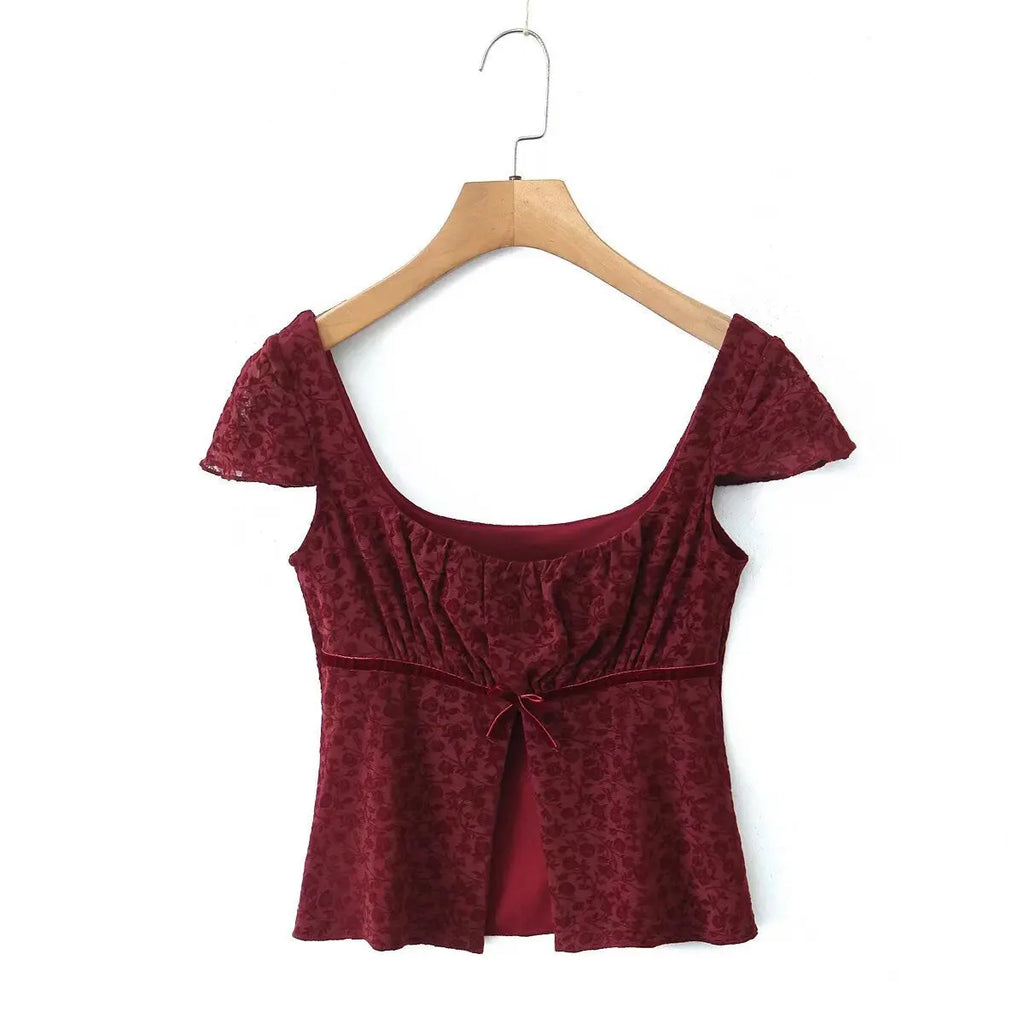 Style Women's Top with Bow Design and Slit Detail eprolo