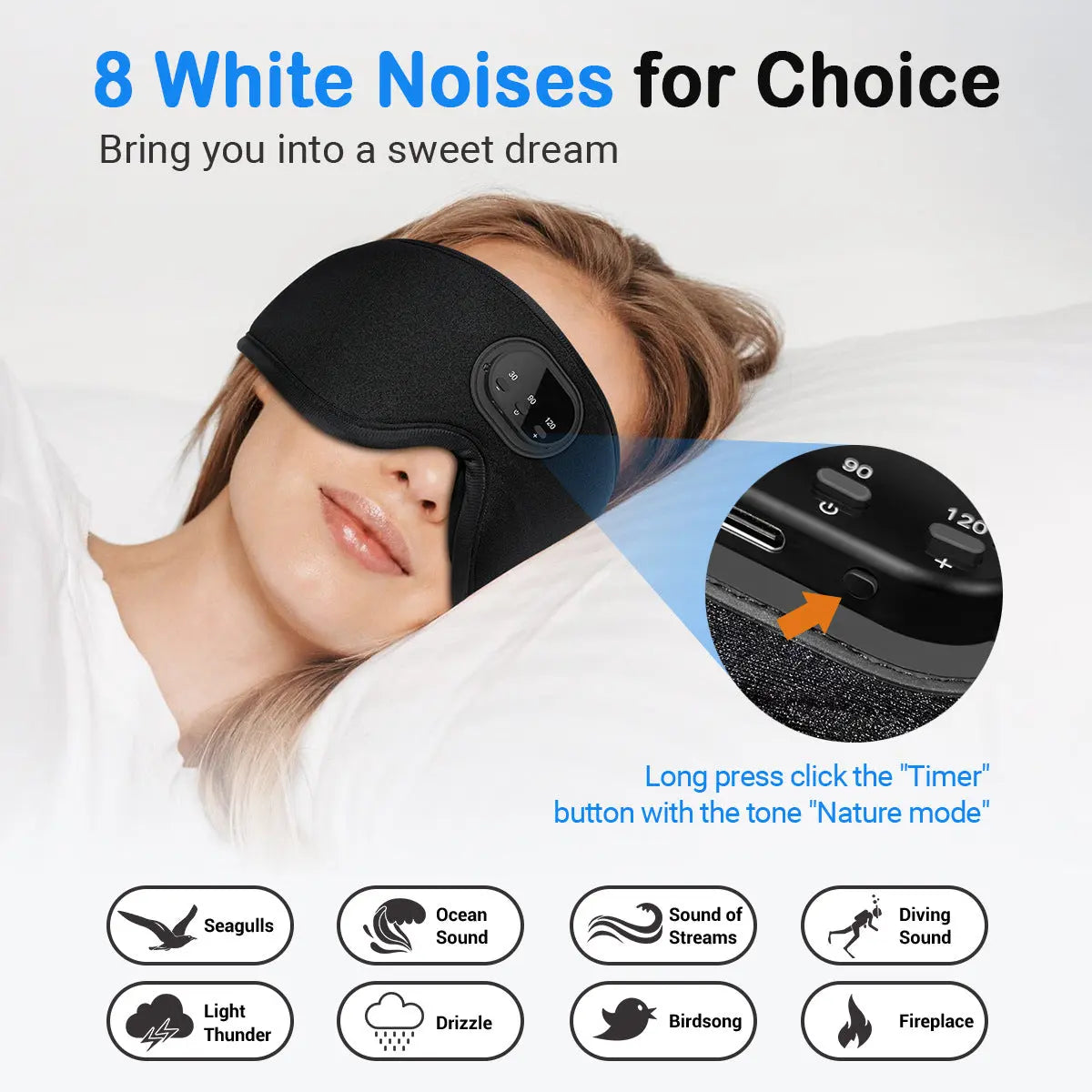 Bluetooth White Noise Milk Silk 3D Eye Socket Full Blackout Breathable Smart Music Sleep Mask eprolo