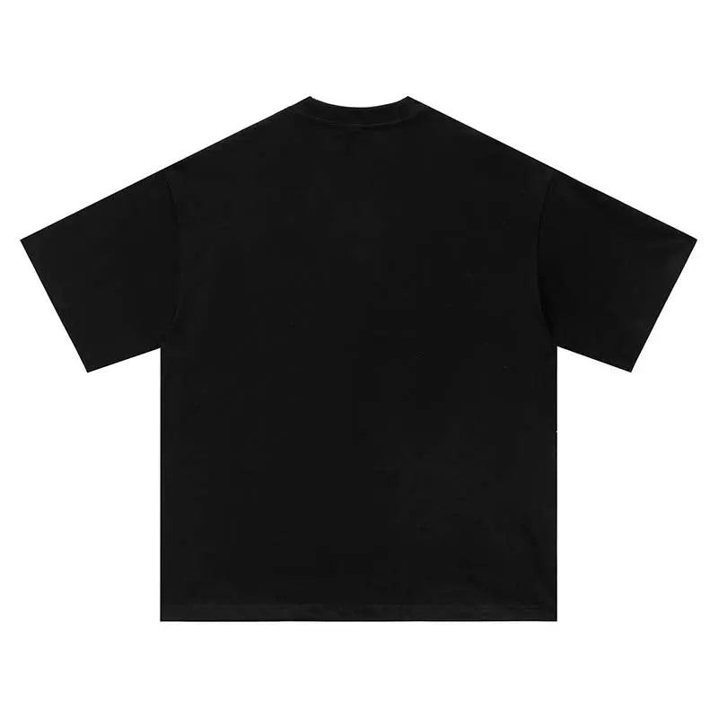 Badge mottled letter print round neck short sleeved shirt eprolo