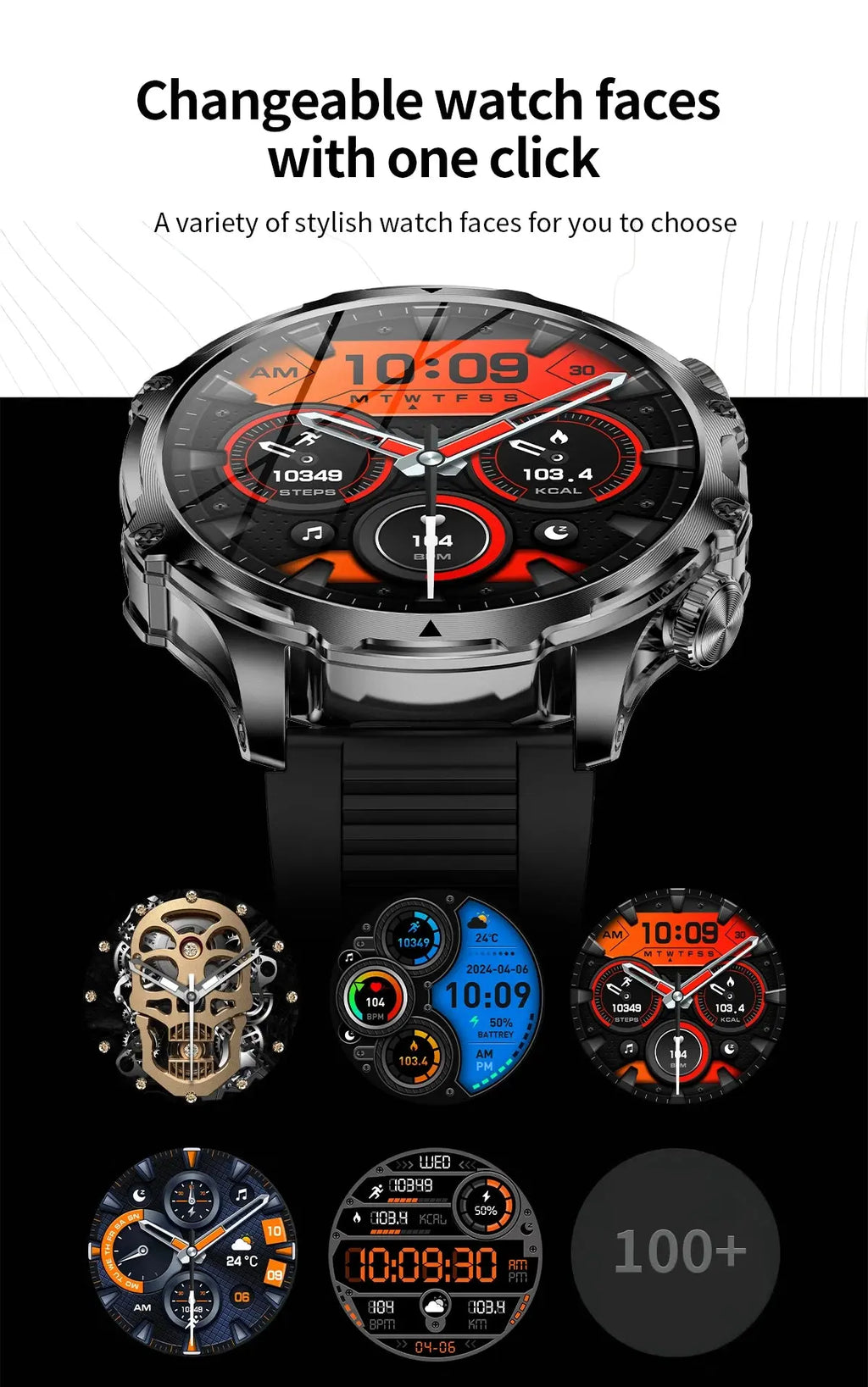 AK75 Smart Watch Flashlight  Men Outdoors Sports Fitness Tracker 700mah Large Battery BT Calling LED Light Smartwatch eprolo