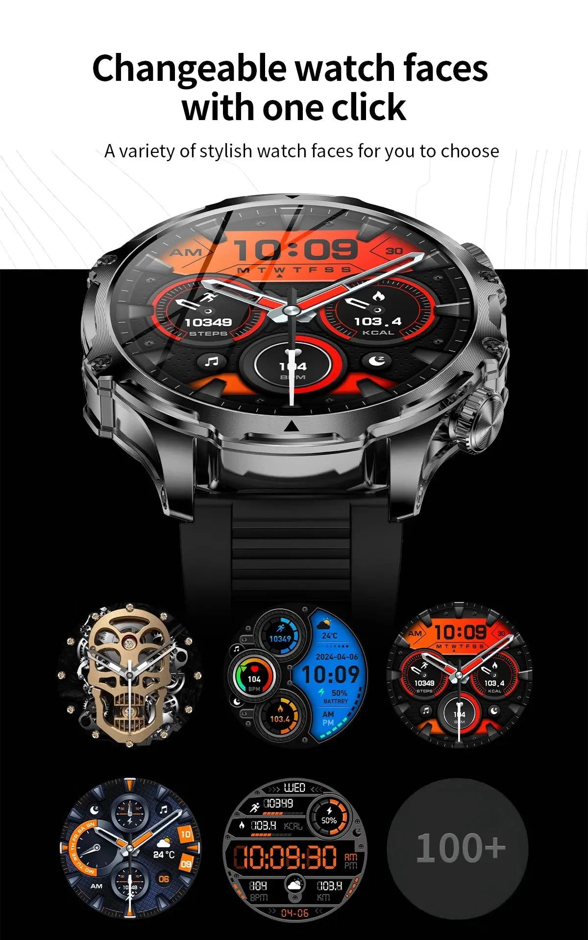 AK75 Smart Watch Flashlight  Men Outdoors Sports Fitness Tracker 700mah Large Battery BT Calling LED Light Smartwatch eprolo