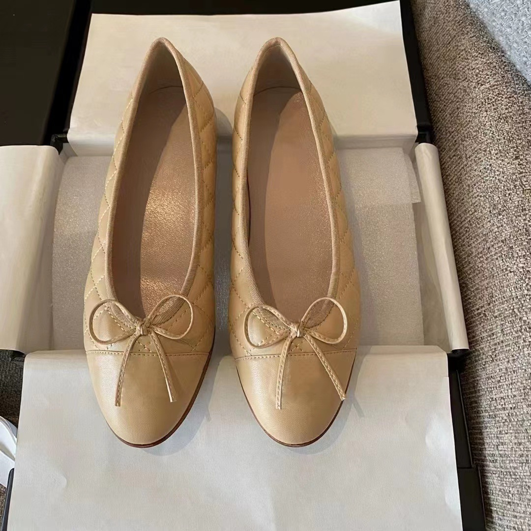 Ballet Flat Shoes Women Charming Classic Bow Slip-On Low Heel Plain Shoes eprolo