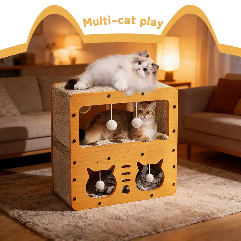 3-in-1 Cat House, Bed & Scratch Post - Multi-Layer Structure Made of Soft, Eco-Friendly Cardboard eprolo