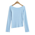 One neck slanted shoulder, off shoulder elastic slim fit top eprolo