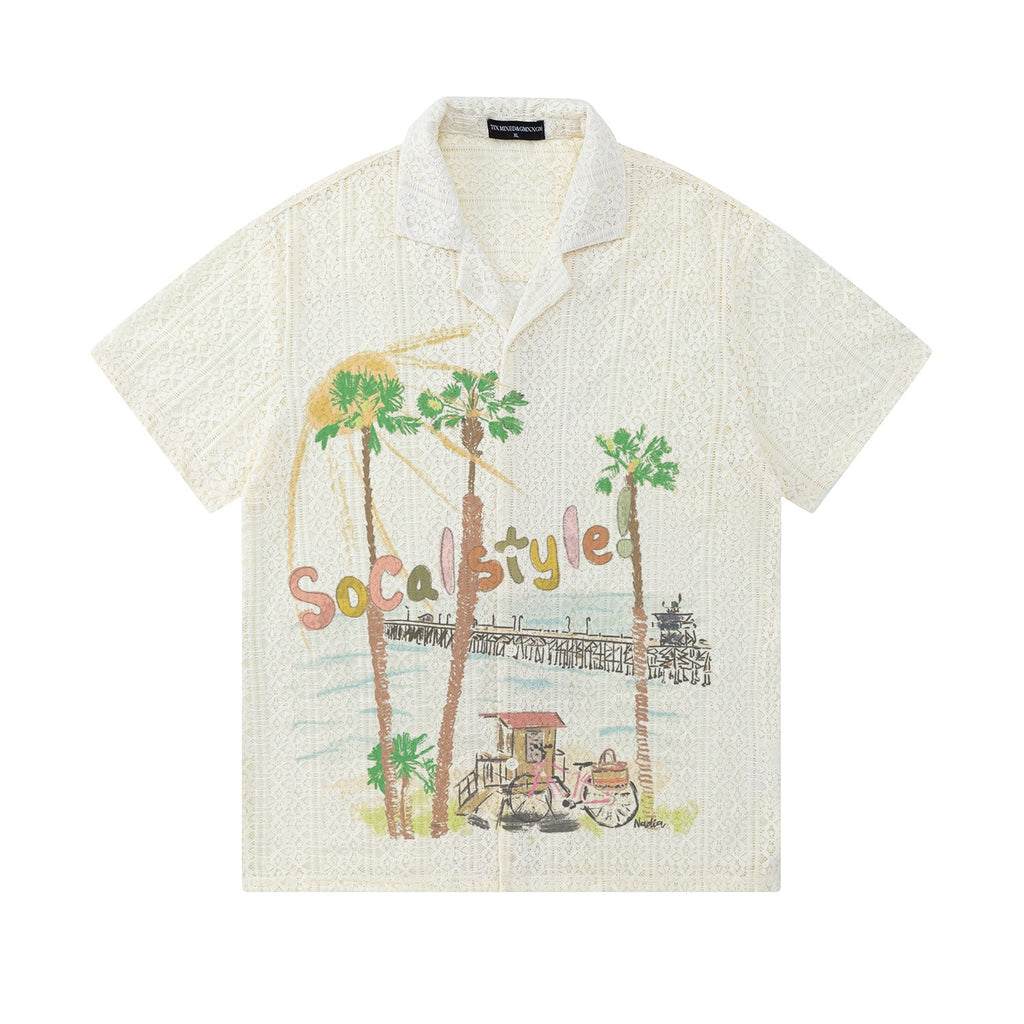 Beach coconut tree graffiti short sleeved eprolo