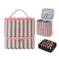 Double Layer Nail Polish & Essential Oils Storage Bag, Portable 30-Compartment Nail Care Kit, Manicure Tools Organizer Case eprolo