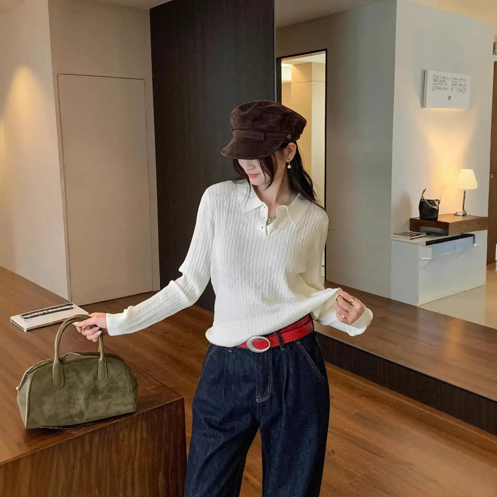 High-Neck Knit Sweater for Women, Slim Fit, Long Sleeve eprolo