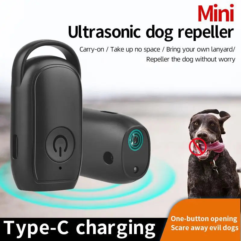 Portable Dog & Cat Repellent, Rechargeable 180mAh Ultrasonic Anti Bark Device, 23-40KHZ with Flashlight for Outdoor Use eprolo