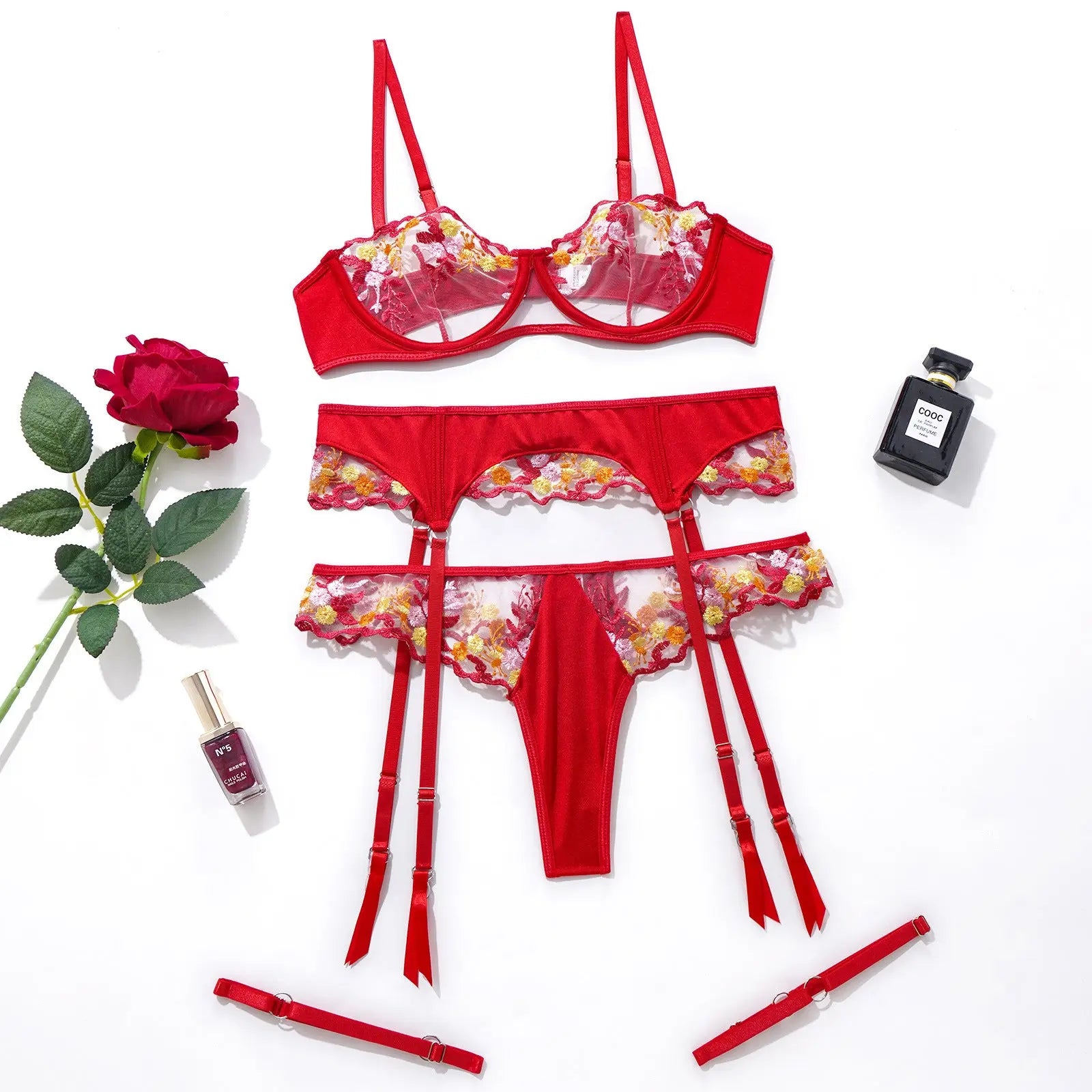 Sexy Embroidered Bra Set, Underwear, garter Belt, Sexy Underwear eprolo