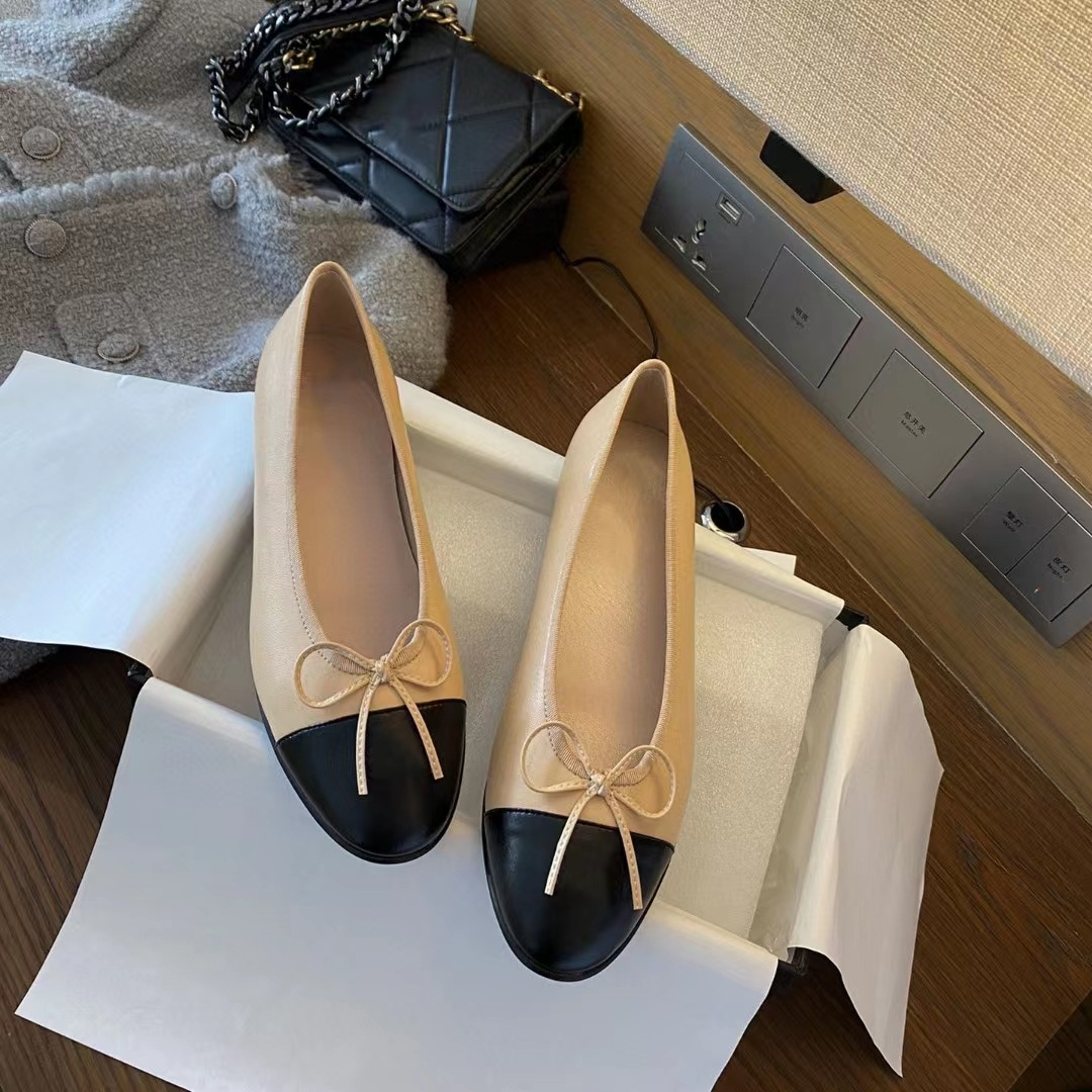 Ballet Flat Shoes Women Charming Classic Bow Slip-On Low Heel Plain Shoes eprolo