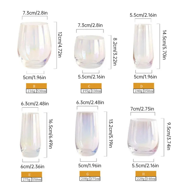 Dry Rainbow Tumbler, Detmold Style Drinkware Glass, Handmade CRT Straight-Edge Portable Crystal Cup eprolo