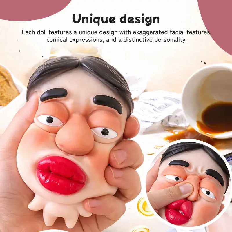Stress Relief Fidget Sculpture, Soft Elastic Big Face, Slow Sensory Rebound Funny Design, Ugly Face Squishy Model, Creative Gift eprolo