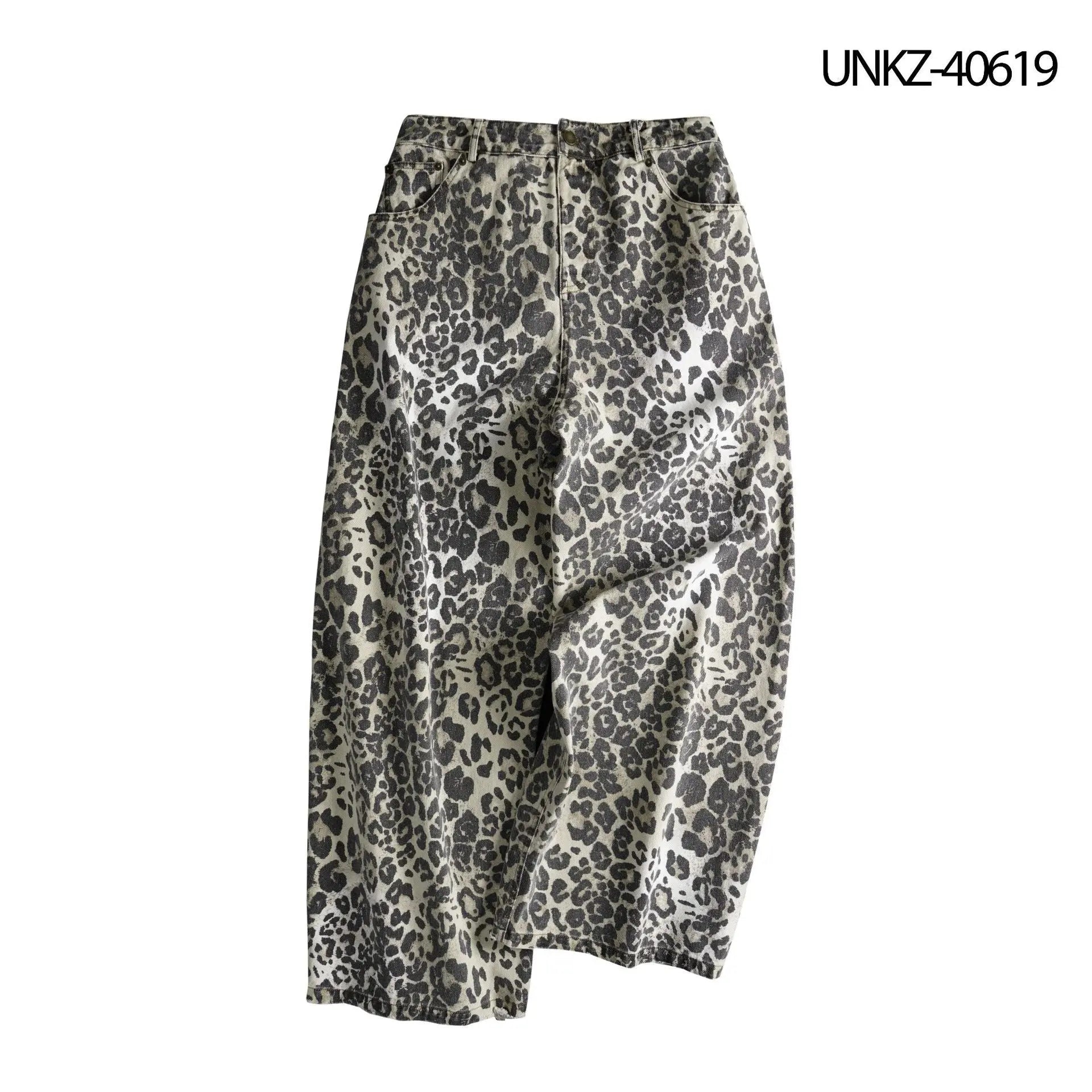 Retro design leopard print jeans for women eprolo