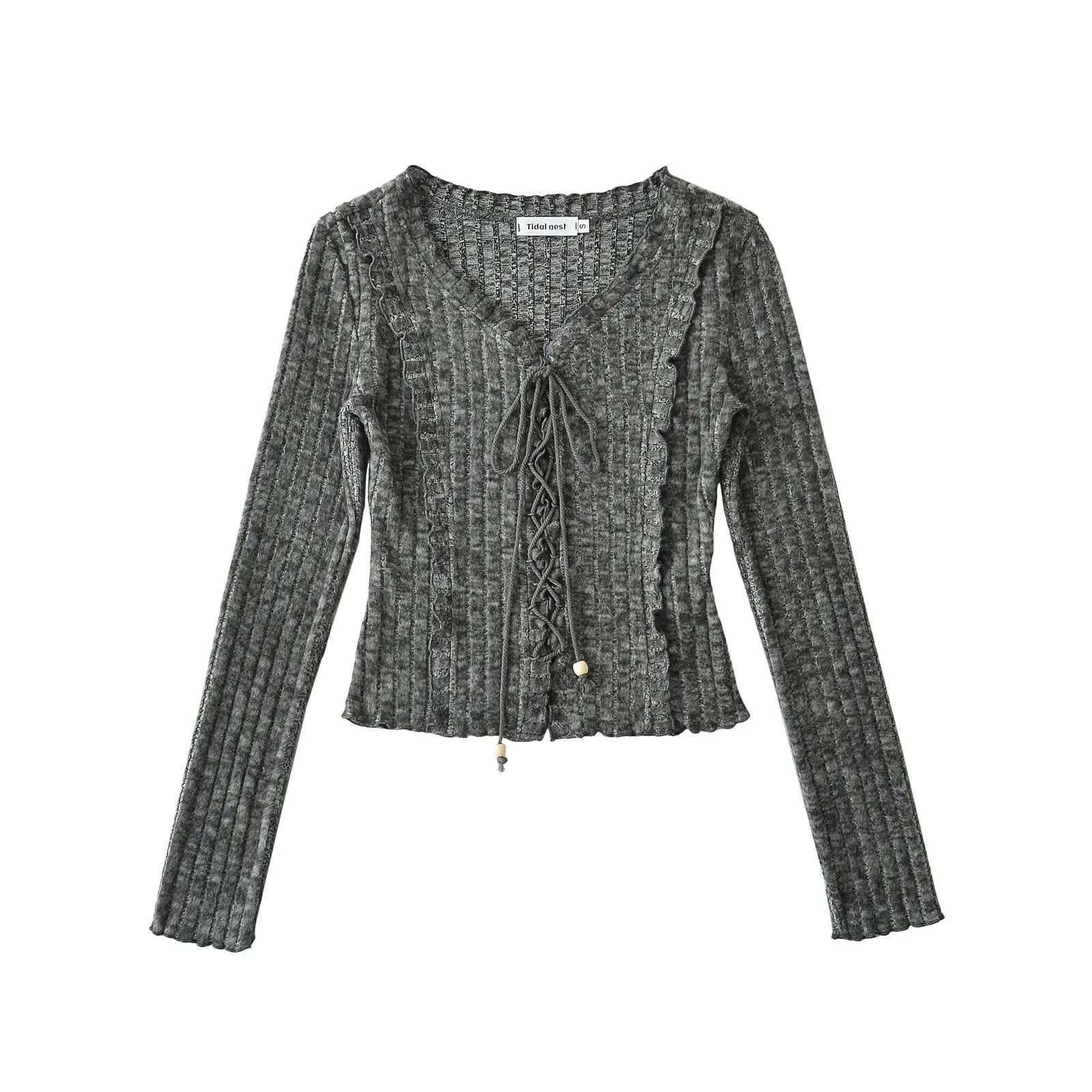 Tie up slim fit long sleeved top eprolo