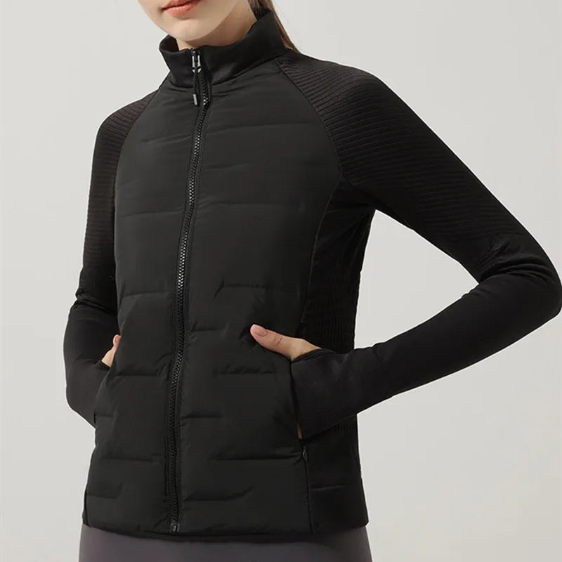 Autumn Winter Sport Seamless Splicing Down Jacket Women Thin Down Jacket For Women Ultralight Puffer Jacket Running Jacket eprolo