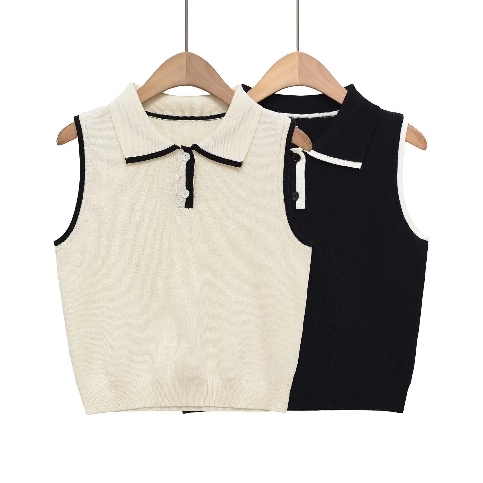Chic Knit Sweater Crop Top with Turn-Down eprolo