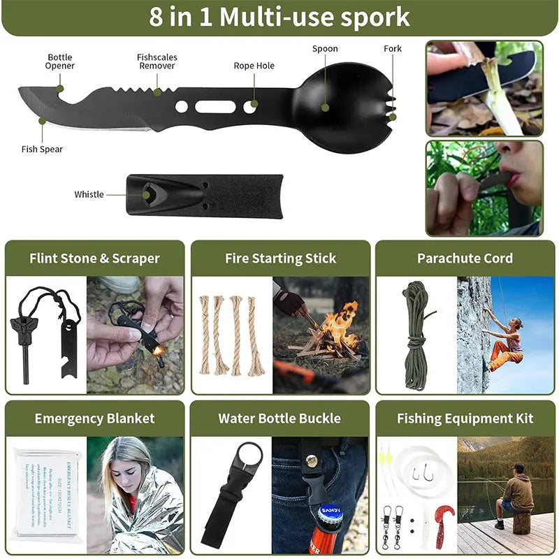 Multi-functional Outdoor First Aid Kit, Emergency Survival Gear with Trauma Bag for Camping, Hiking, Hunting Adventures eprolo