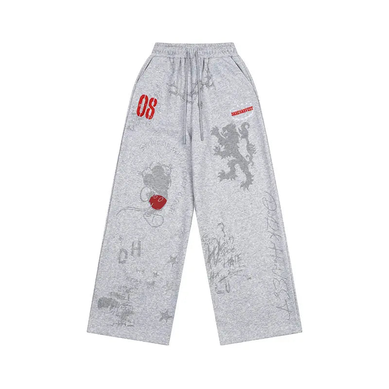 Casual Wide-Leg Sweatpants College Style for Men and Women eprolo