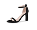 Real leather flat sandals with thick heels for women French black high heels for women eprolo