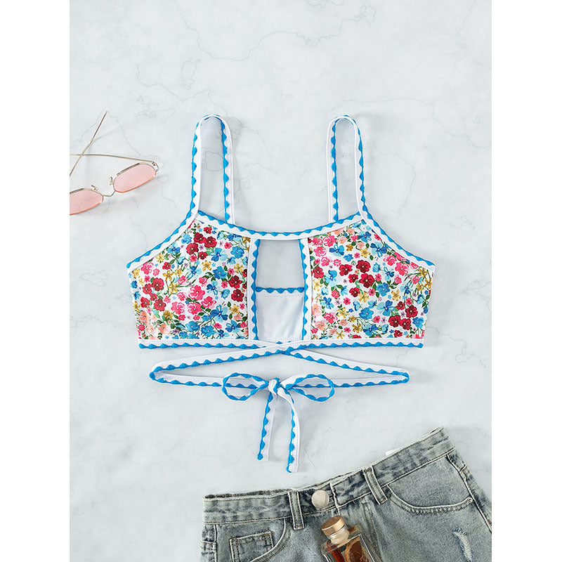 small floral print bikini with tie-back design eprolo