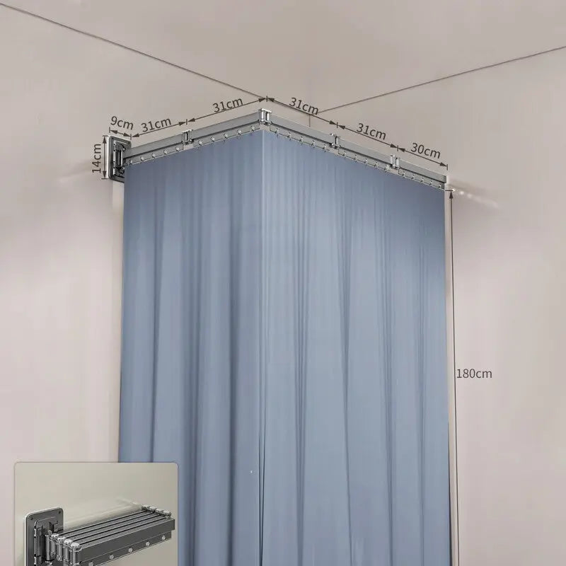 Foldable Shower Curtain Set, Invisible Waterproof Polyester Shower Divider, Retractable for Wet & Dry Zone Separation. eprolo