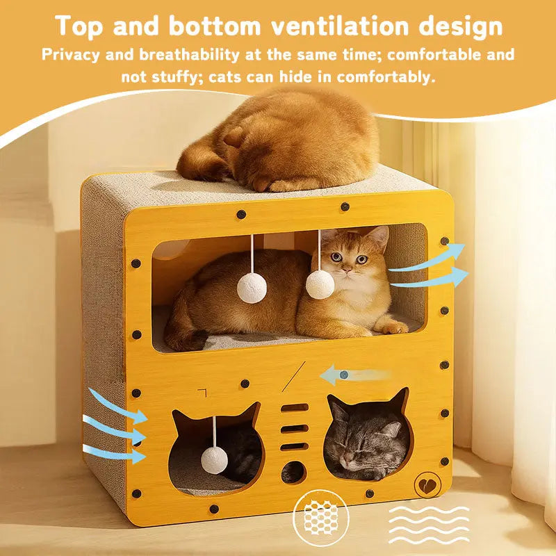 3-in-1 Cat House, Bed & Scratch Post - Multi-Layer Structure Made of Soft, Eco-Friendly Cardboard eprolo