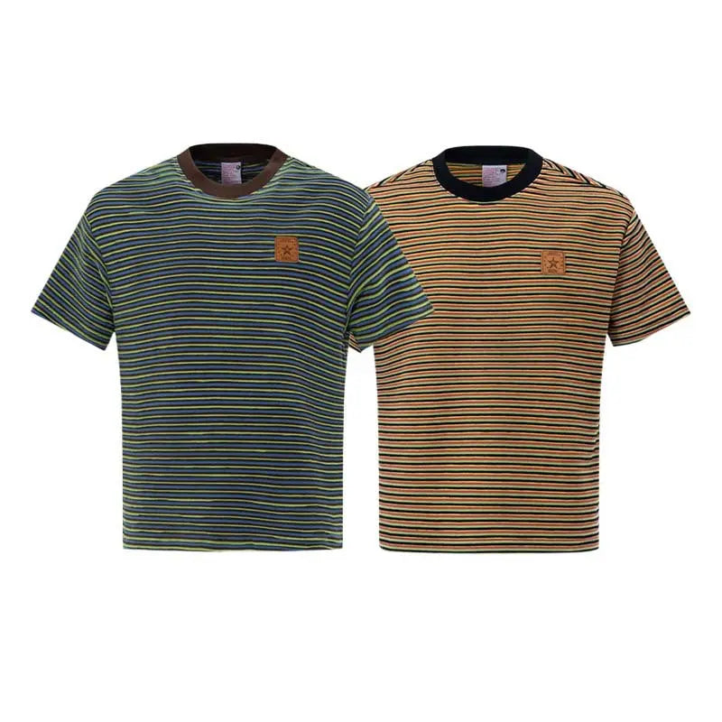 Striped contrasting round neck short sleeved t-shirt eprolo