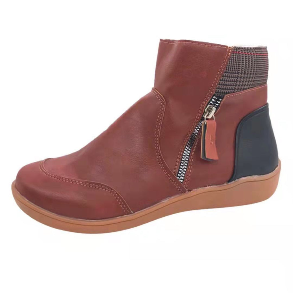 Zipper flat bottom casual snow boots cotton boots thick sole eprolo