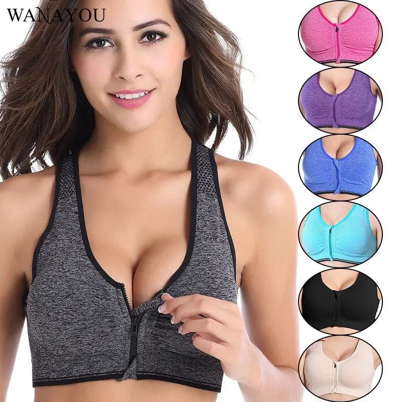 7 Colors Women Zipper Push Up Sports Bras,Padded Wirefree Shockproof Gym Fitness Athletic Running Yoga Vest Sports Tops-in Sports Bras eprolo