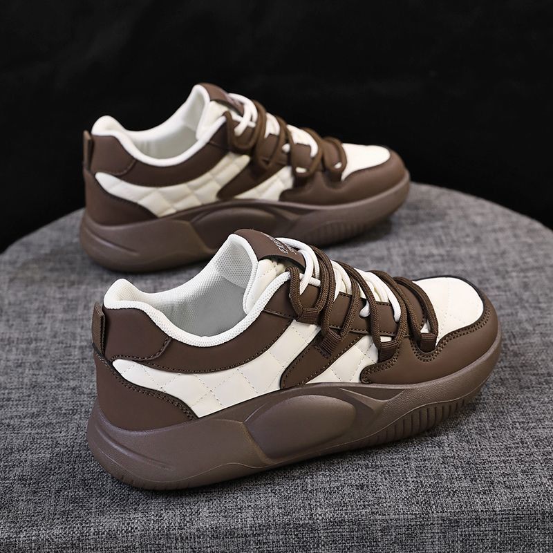 Golden Step Comfort Women's White Sneakers New Autumn Style Thick Sole Dad Shoes Round Toe Sport Shoes Leather Upper Versatile eprolo