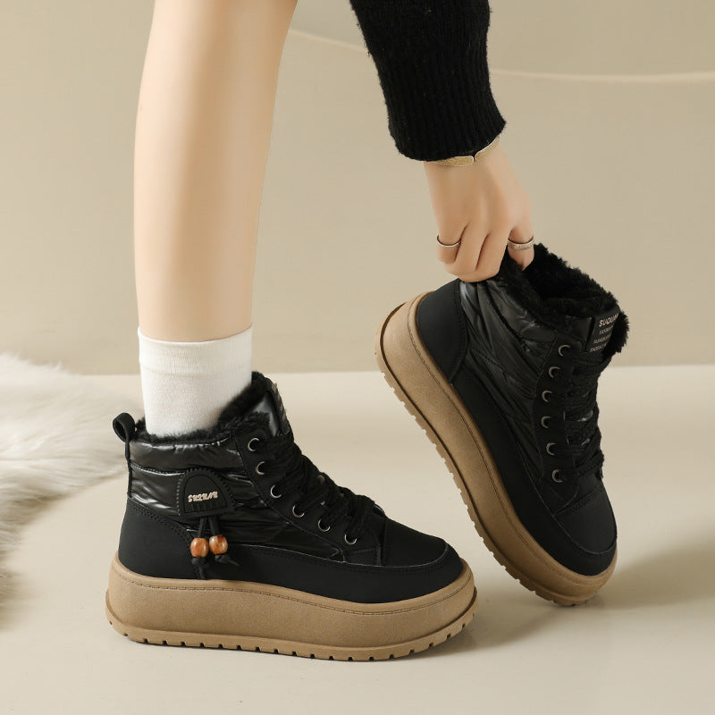 Fleece-Lined High-Top Snow Boots for Women, Fashionable Insulated Casual Winter Shoes  Student-Friendly Design eprolo