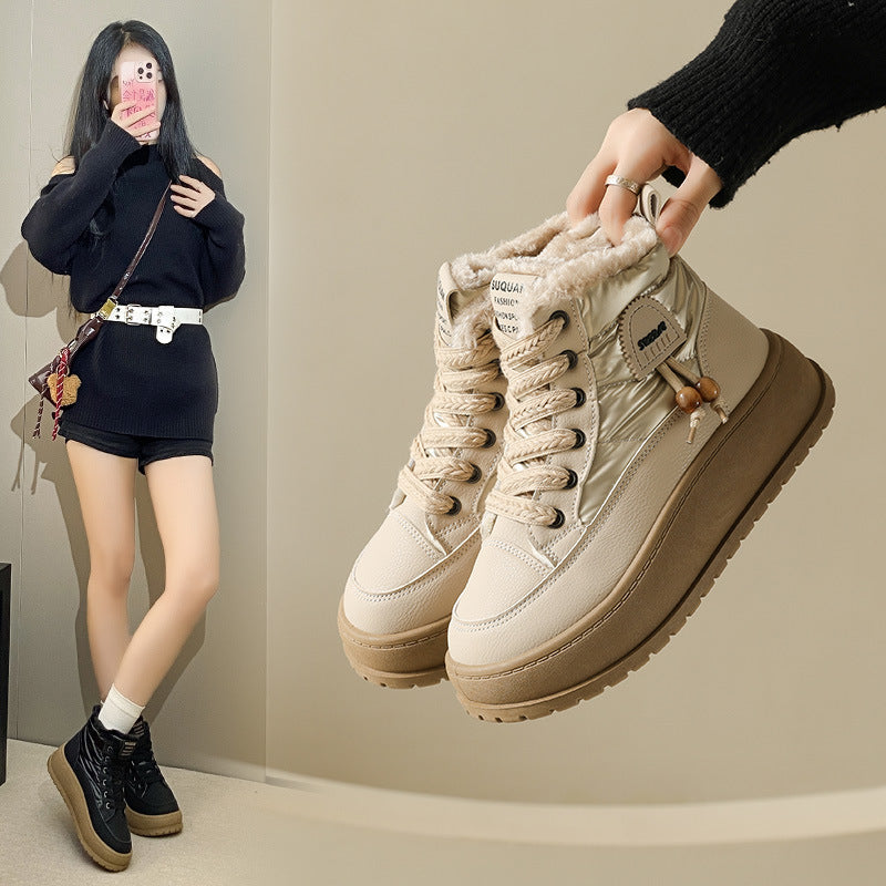 Fleece-Lined High-Top Snow Boots for Women, Fashionable Insulated Casual Winter Shoes  Student-Friendly Design eprolo