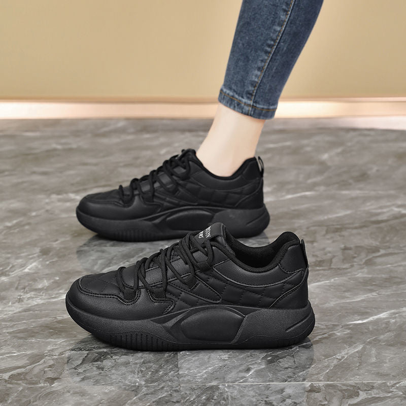 Golden Step Comfort Women's White Sneakers New Autumn Style Thick Sole Dad Shoes Round Toe Sport Shoes Leather Upper Versatile eprolo